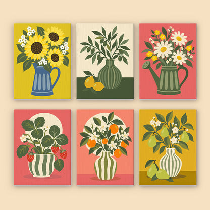 Sunflower Pitcher and Fruit Stems mini paint by numbers – image 8