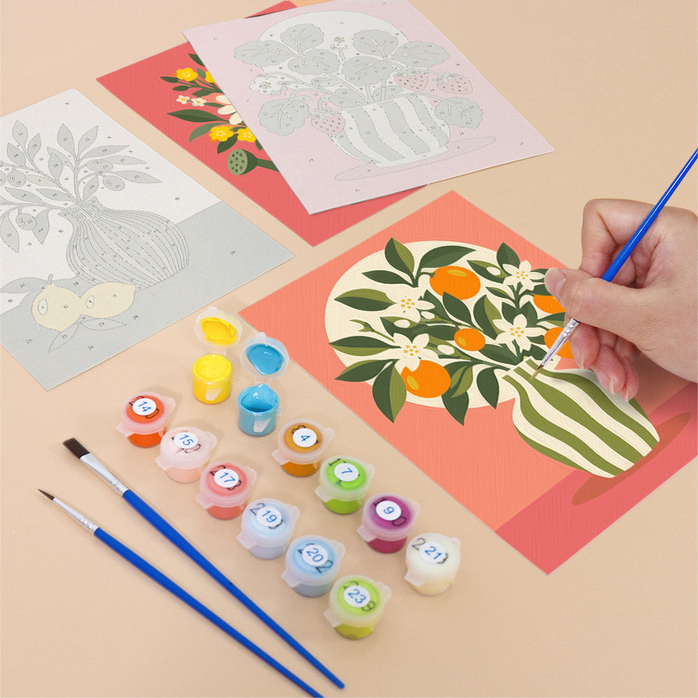 Sunflower Pitcher and Fruit Stems mini paint by numbers – image 12