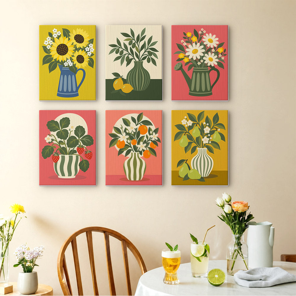Sunflower Pitcher and Fruit Stems mini paint by numbers – image 14