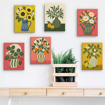 Sunflower Pitcher and Fruit Stems mini paint by numbers – image 15