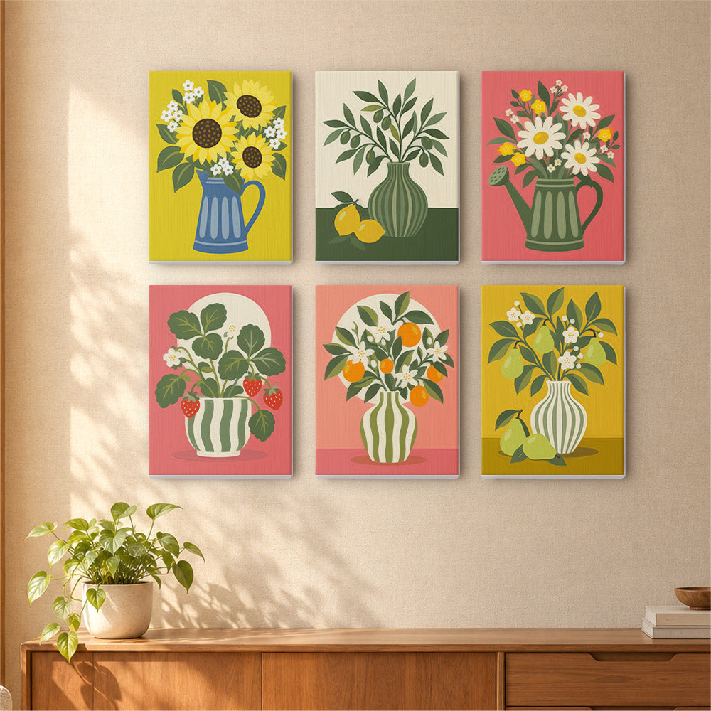 Sunflower Pitcher and Fruit Stems mini paint by numbers – image 16