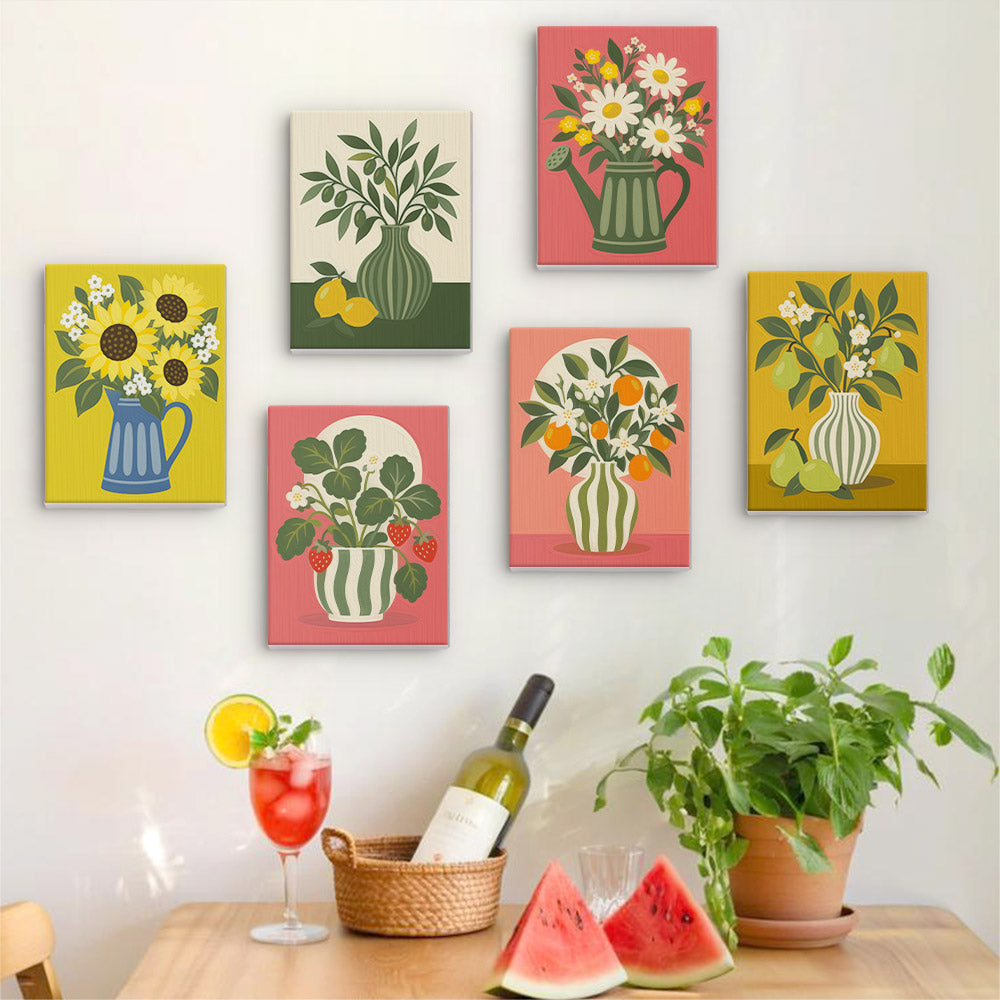 Sunflower Pitcher and Fruit Stems mini paint by numbers – image 17