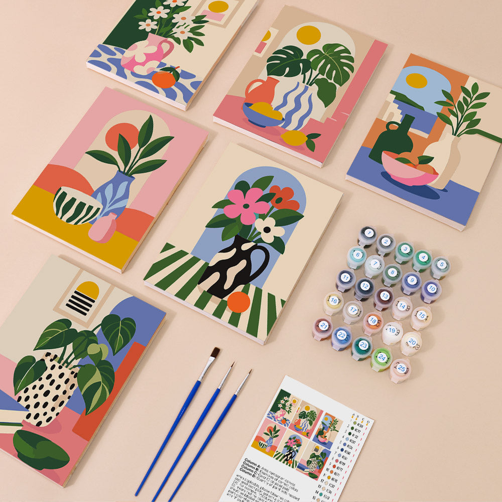 Spotted and Striped Vase Studies mini paint by numbers – image 1