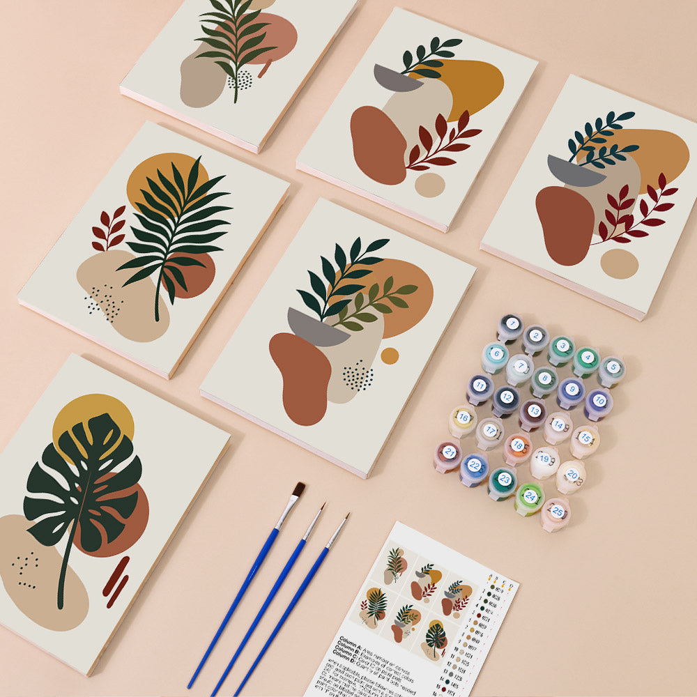 Terracotta Boho Leaves mini paint by numbers – image 1