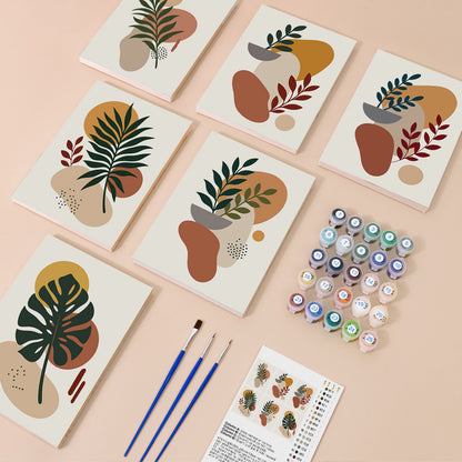 Terracotta Boho Leaves mini paint by numbers – image 1