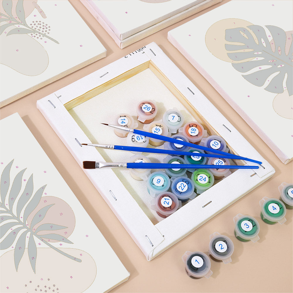 Terracotta Boho Leaves mini paint by numbers – image 2