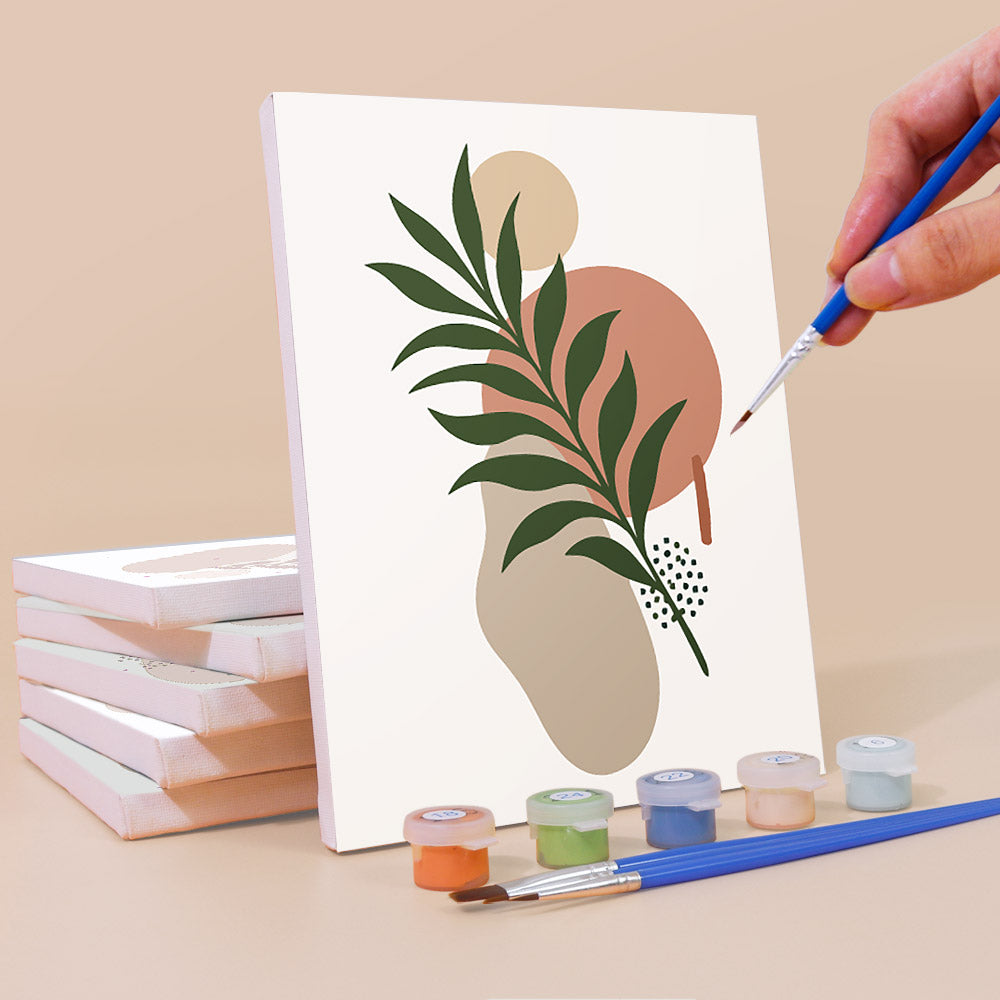 Terracotta Boho Leaves mini paint by numbers – image 3