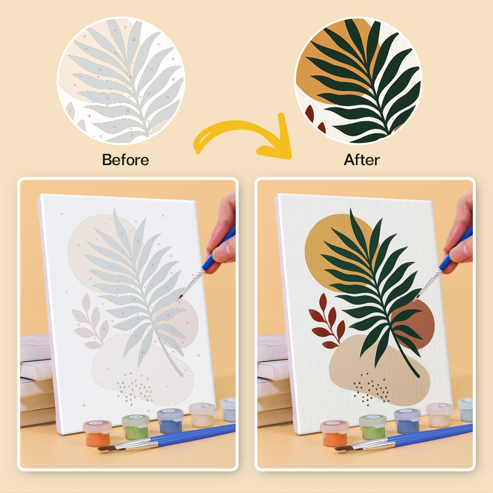 Terracotta Boho Leaves mini paint by numbers – image 10
