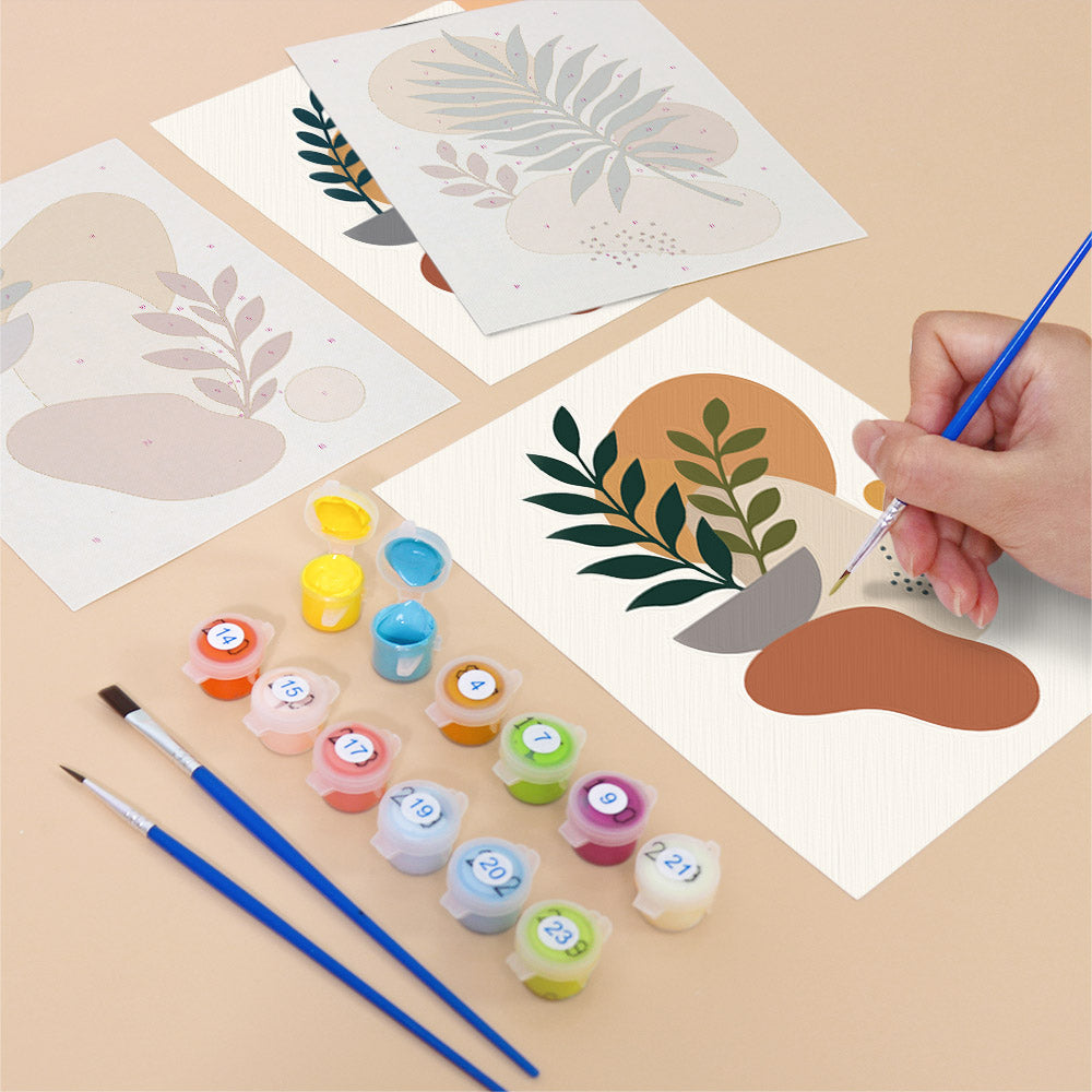 Terracotta Boho Leaves mini paint by numbers – image 12