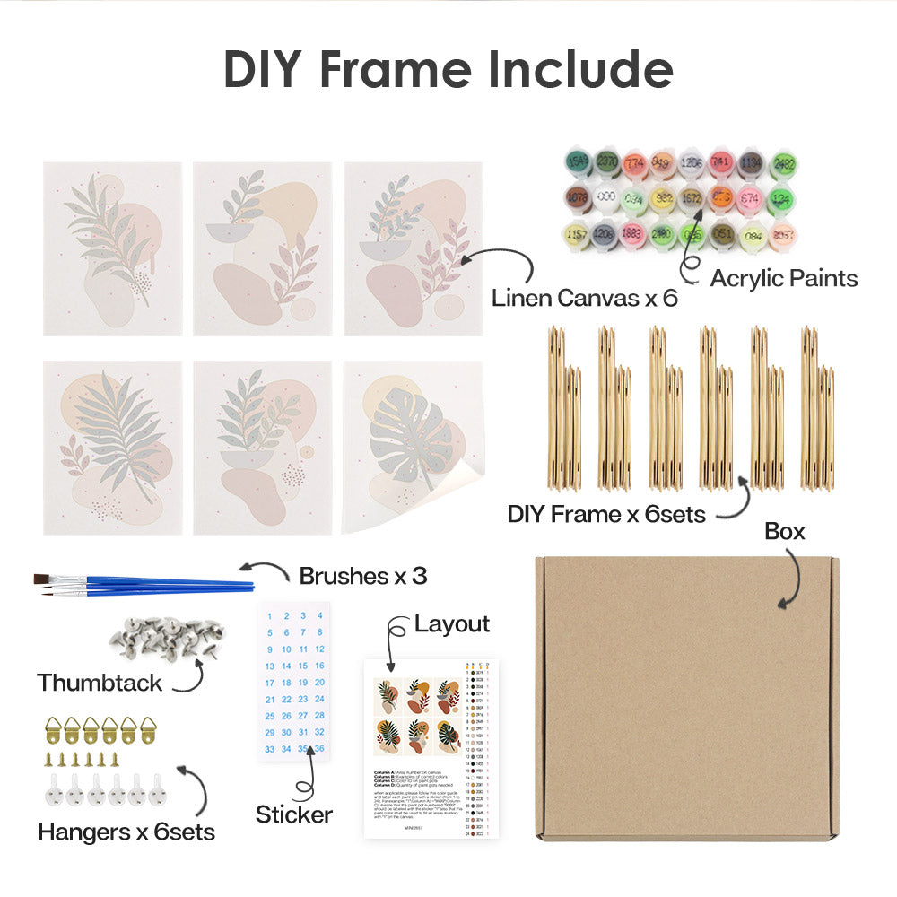 Terracotta Boho Leaves mini paint by numbers – image 18