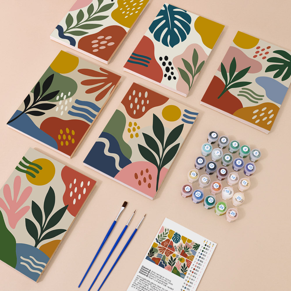Muted Botanical Abstracts mini paint by numbers – image 1