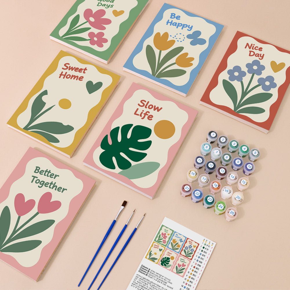 Cheerful Flower Affirmations mini paint by numbers – image 1