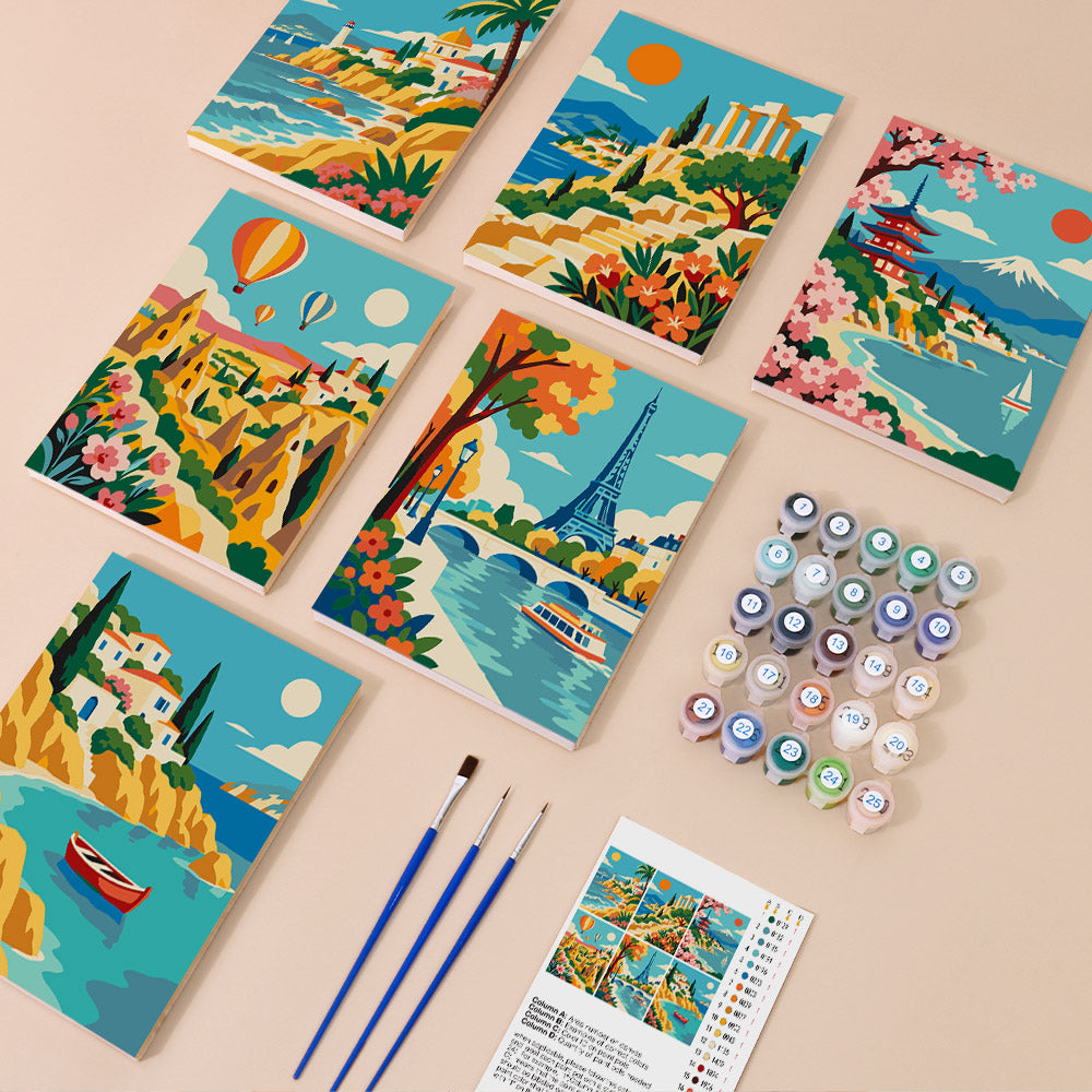 Colorful Travel Landscapes mini paint by numbers – image 1