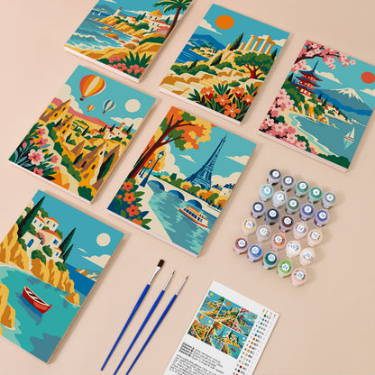 Colorful Travel Landscapes mini paint by numbers – image 1