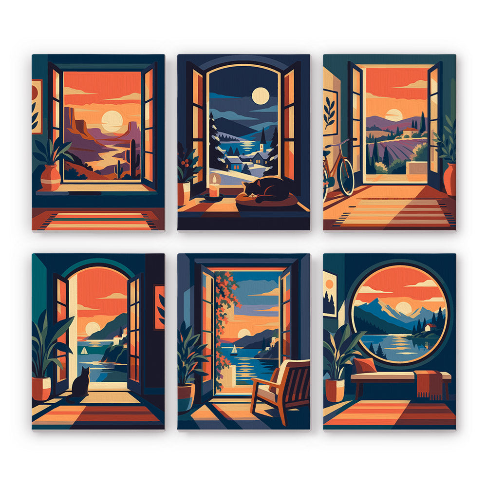 Sunset Window Views mini paint by numbers – image 7