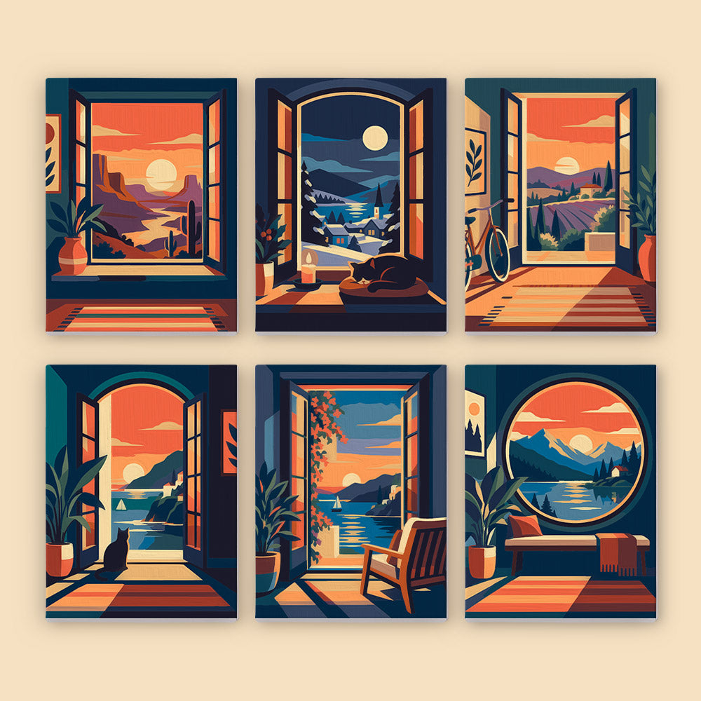 Sunset Window Views mini paint by numbers – image 8