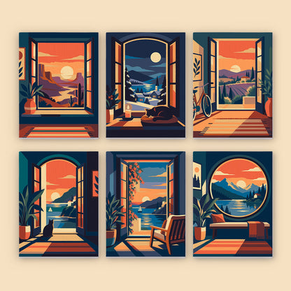 Sunset Window Views mini paint by numbers – image 8