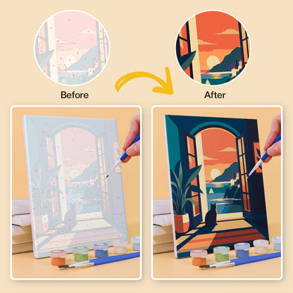 Sunset Window Views mini paint by numbers – image 10
