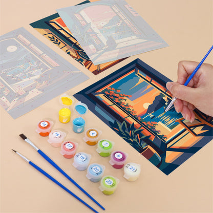 Sunset Window Views mini paint by numbers – image 12