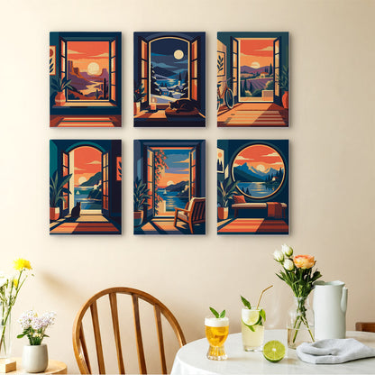 Sunset Window Views mini paint by numbers – image 14