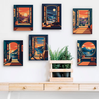 Sunset Window Views mini paint by numbers – image 15