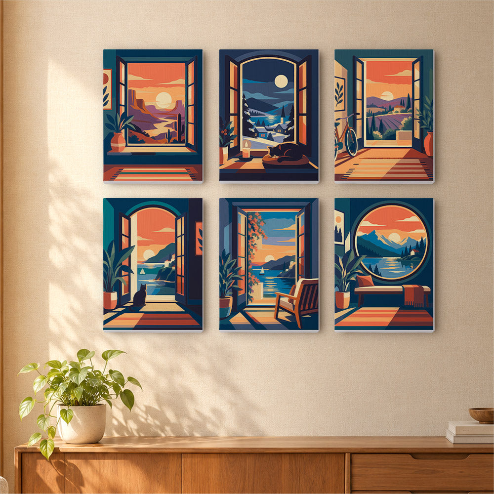 Sunset Window Views mini paint by numbers – image 16