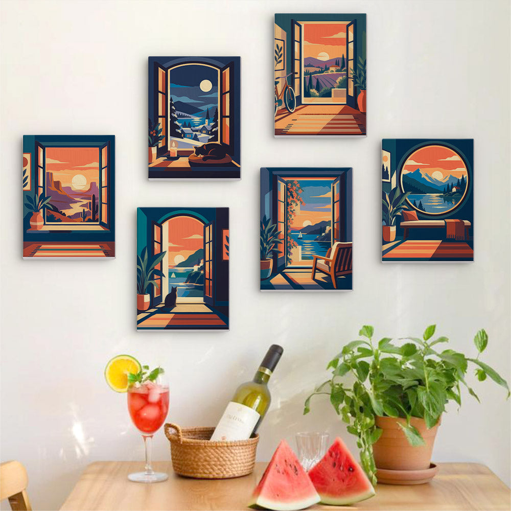 Sunset Window Views mini paint by numbers – image 17