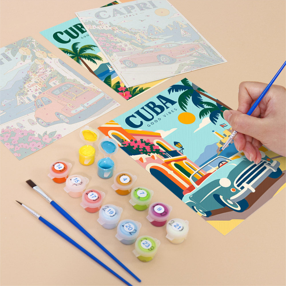 Classic Cars by the Sea mini paint by numbers – image 12
