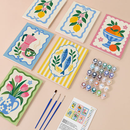 Lemons, Sardines and Moka Pots mini paint by numbers – image 1