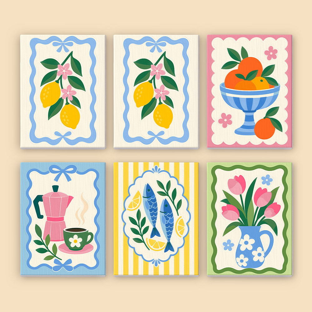 Lemons, Sardines and Moka Pots mini paint by numbers – image 8