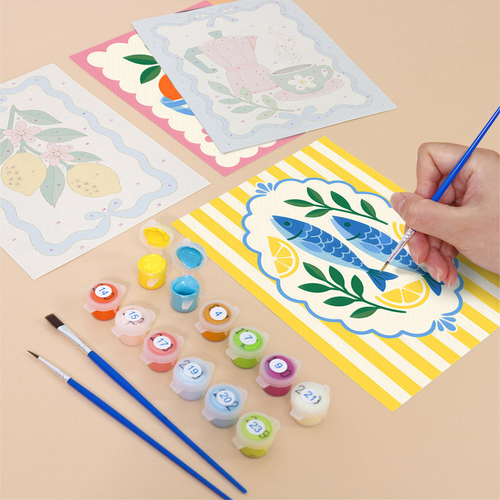 Lemons, Sardines and Moka Pots mini paint by numbers – image 12