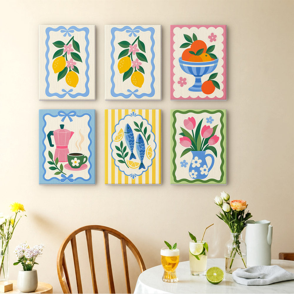 Lemons, Sardines and Moka Pots mini paint by numbers – image 14