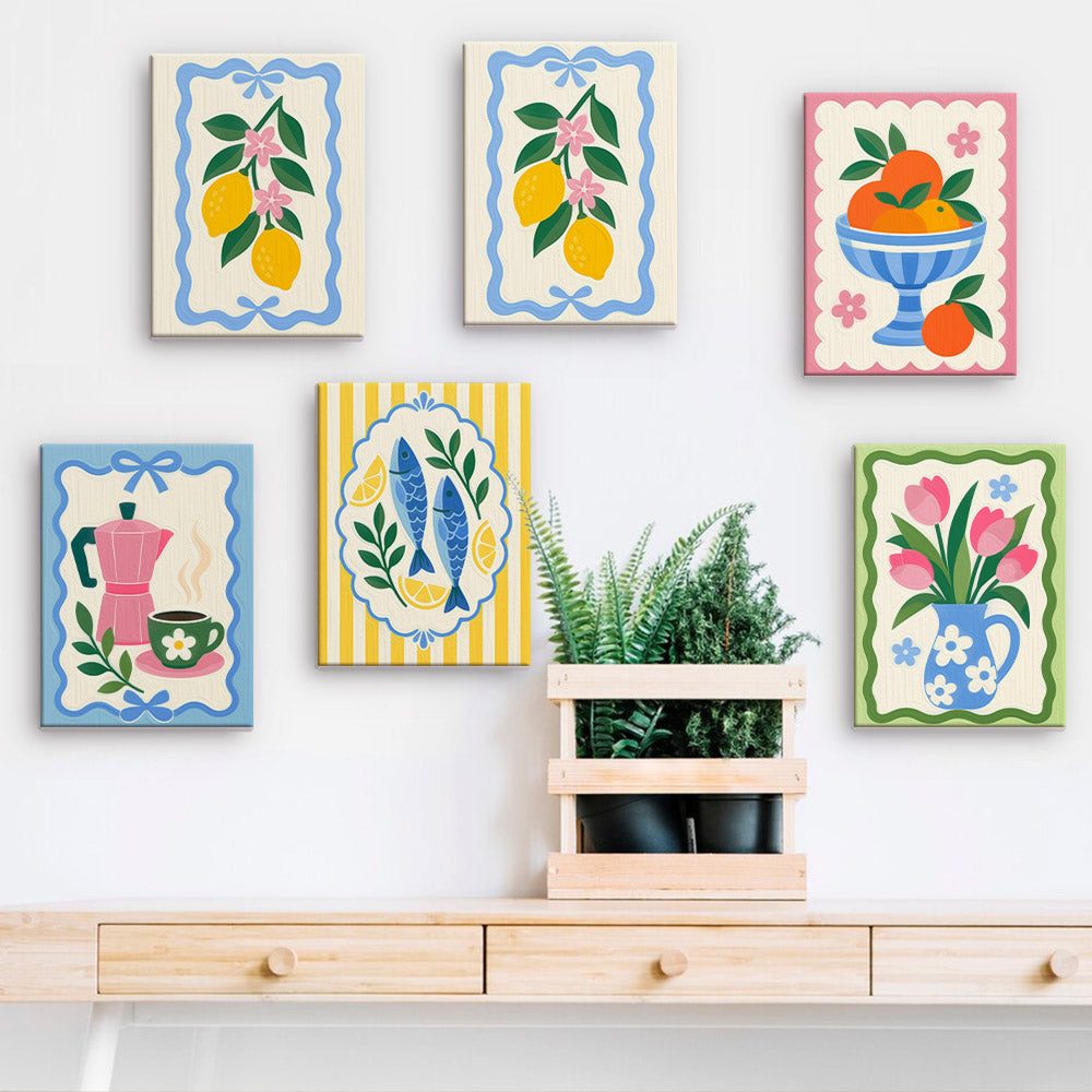 Lemons, Sardines and Moka Pots mini paint by numbers – image 15