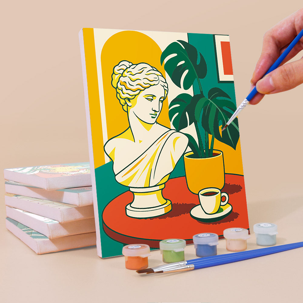 Greek Bust Breakfast Still Life mini paint by numbers – image 3