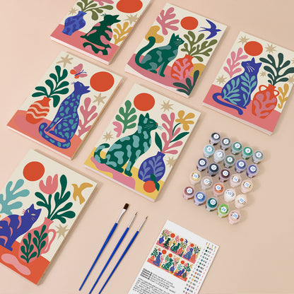 Colorful Botanical Cats mini paint by numbers – image 1