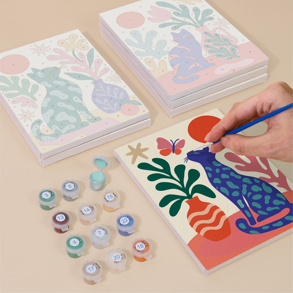 Colorful Botanical Cats mini paint by numbers – image 4