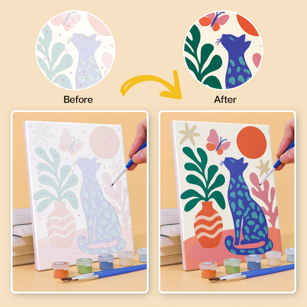 Colorful Botanical Cats mini paint by numbers – image 10