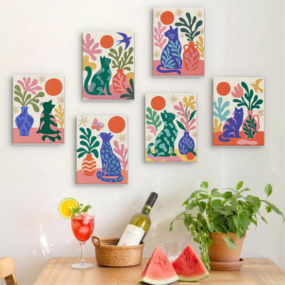 Colorful Botanical Cats mini paint by numbers – image 17
