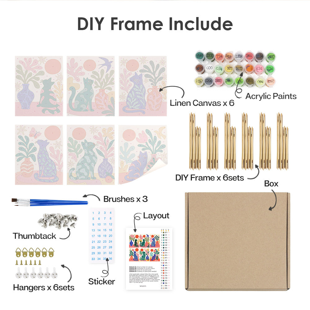 Colorful Botanical Cats mini paint by numbers – image 18