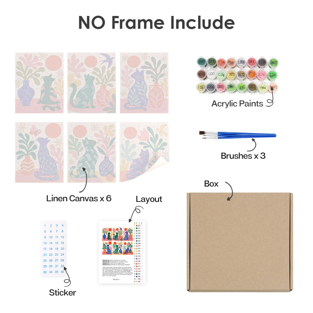 Colorful Botanical Cats mini paint by numbers – image 19