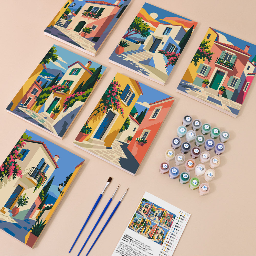 Mediterranean Village Charm mini paint by numbers – image 1