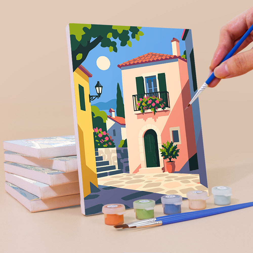 Mediterranean Village Charm mini paint by numbers – image 3
