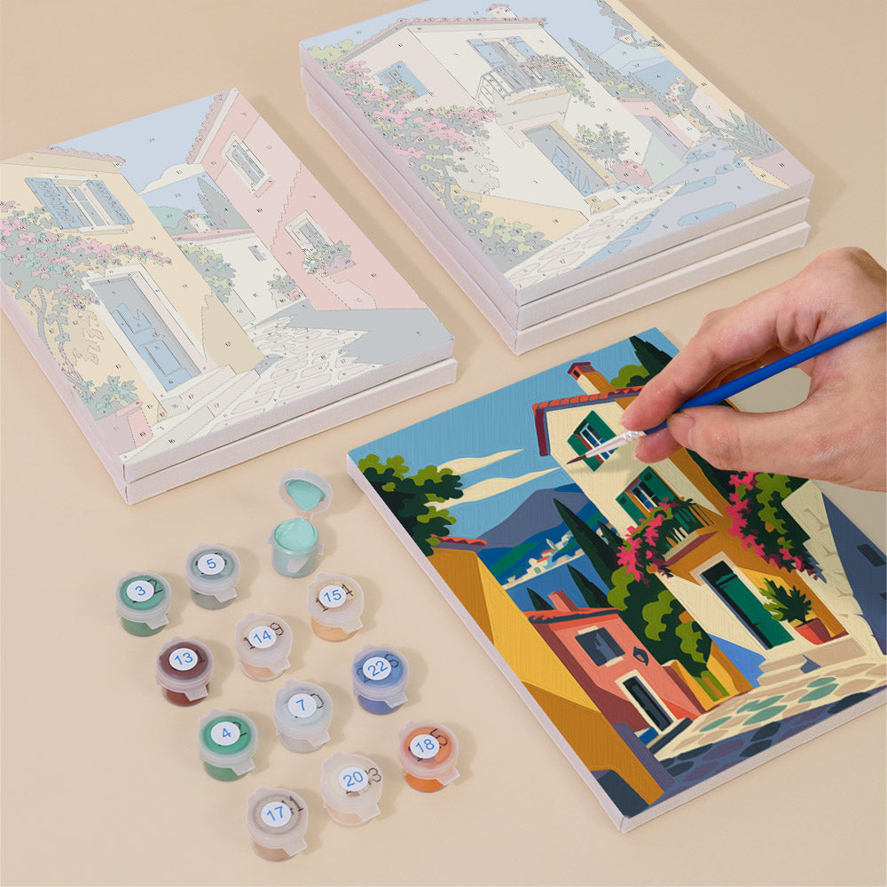 Mediterranean Village Charm mini paint by numbers – image 4