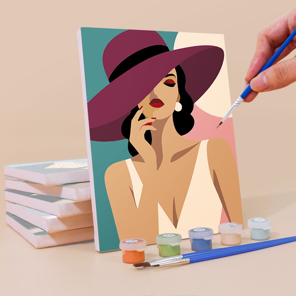 Ladies in Jewel-Tone Sun Hats mini paint by numbers – image 3