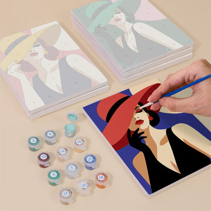 Ladies in Jewel-Tone Sun Hats mini paint by numbers – image 4