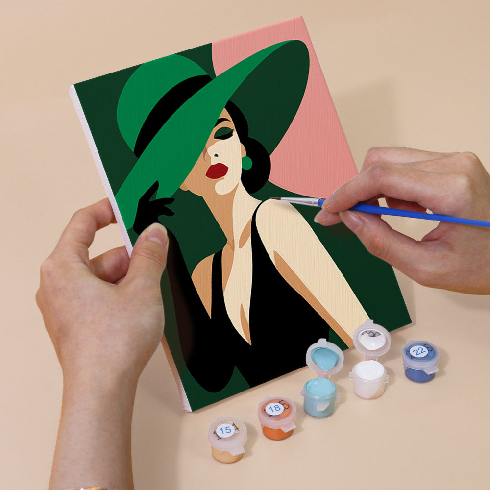 Ladies in Jewel-Tone Sun Hats mini paint by numbers – image 5