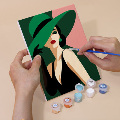 Ladies in Jewel-Tone Sun Hats mini paint by numbers – image 5