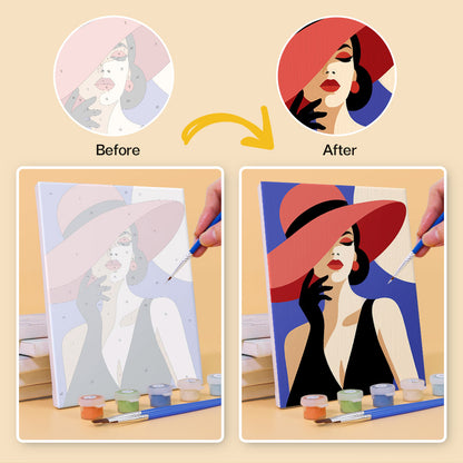 Ladies in Jewel-Tone Sun Hats mini paint by numbers – image 10
