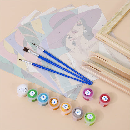 Ladies in Jewel-Tone Sun Hats mini paint by numbers – image 11