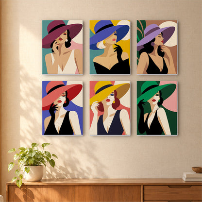 Ladies in Jewel-Tone Sun Hats mini paint by numbers – image 16